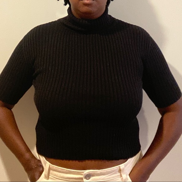 First Rite Ribbed Cropped Turtleneck, *BLACK* - Picture 2 of 9